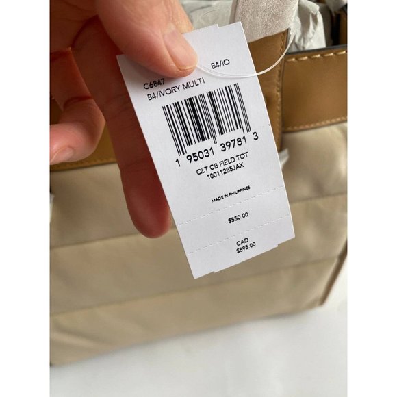 NWT COACH Quilted Ivory Multi Colorblock Large Field Tote (C6847) - Picture 5 of 10